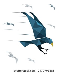 Origami birds vector With White Background