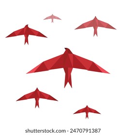 Origami birds vector With White Background