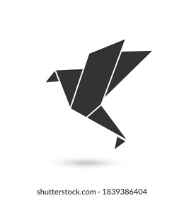Origami black bird vector icon. filled flat sign for mobile concept and web design. Bird paper simple solid icon.