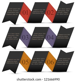 Origami black paper numbered banners.Vector design template
