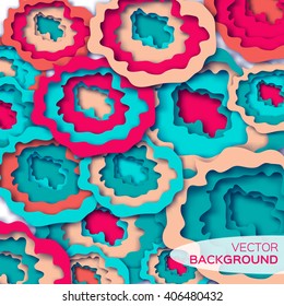 Origami Blue Pink Marble Agate Crystal Stone texture background. Many Slices of geode mineral or thunder egg. Applique Relief Gemstone Trendy Design Template. Vector illustration.