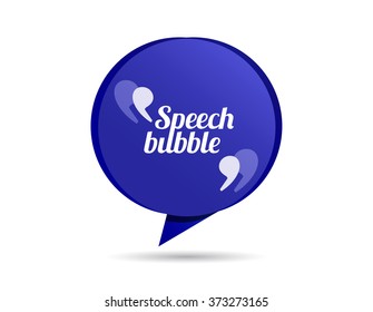 Origami blue speech bubble vector with quotes signs.