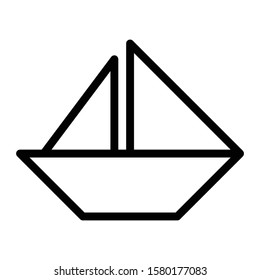 origami boat icon outline vector design