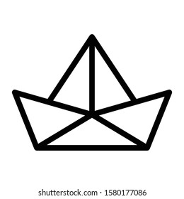 origami boat icon outline vector design