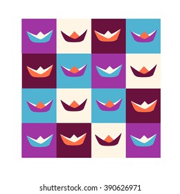 Origami boat illustation. Vector digital illustration. 