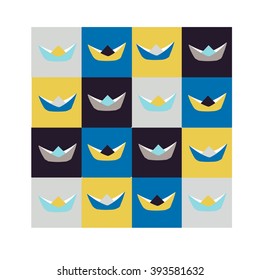 Origami boat illustation. Vector digital illustration