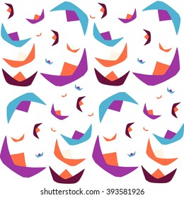 Origami boat illustation. Vector digital  illustration