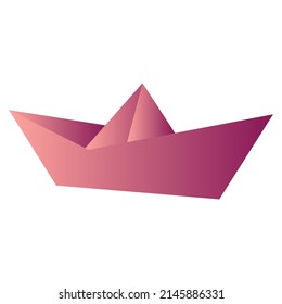 Origami Boat Purple Gradient Vector Illustration