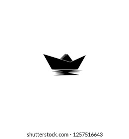 origami boat ship logo vector. paper boat vector logo
