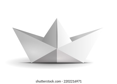 Origami boat symbol illustration isolated on white background, vector.