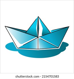 Origami-Boot Vektor-Illustrationsboot aus weißem Papier auf weißem Hintergrund.