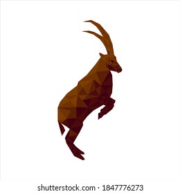  Origami brown goat illustration isolated on white background