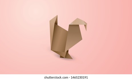 Origami brown paper turkey vector art