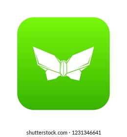 Origami butterfly icon green vector isolated on white background
