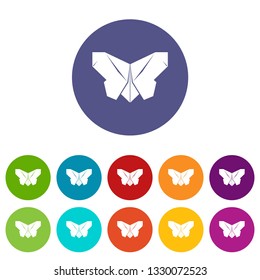 Origami butterfly icons color set vector for any web design on white background