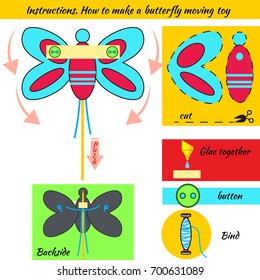 Origami butterfly tutorial step by step.  Educational game for kids. 