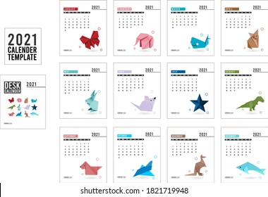 Origami Calender 2021 Template Collection
