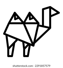 Origami camel icon outline vector. Geometric animal. Polygon art