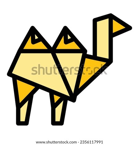 Origami camel icon outline vector. Geometric animal. Polygon art color flat