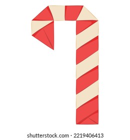A origami candycane (folding paper style) for decoration vector illustration in color versio