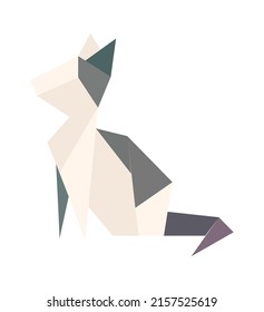 Origami cat Animal. Childish Craft. Vector illustration