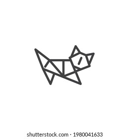 Origami cat line icon. linear style sign for mobile concept and web design. Paper cat outline vector icon. Symbol, logo illustration. Vector graphics