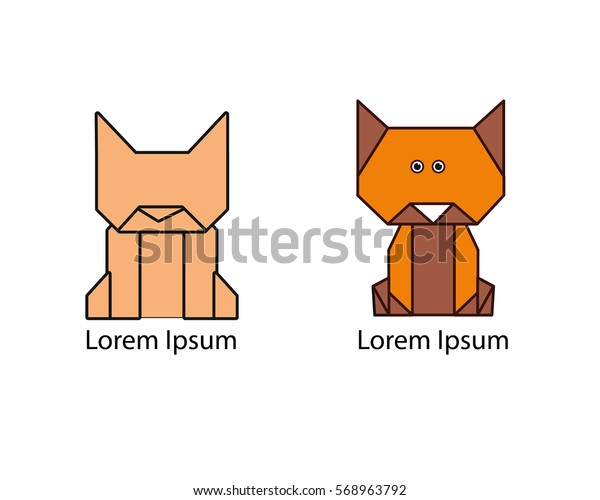 Origami Cat Logo Image Vectorielle De Stock Libre De Droits