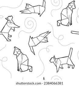 origami cats pattern illustration vector animals cute children kids