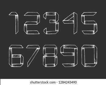Origami - chalk hand-drawn numbers