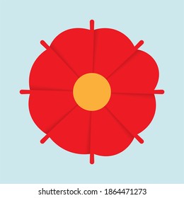 Origami chamomile with red petals