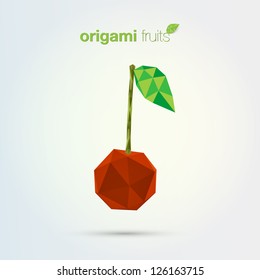 Origami cherry vector (from origami fruits set)