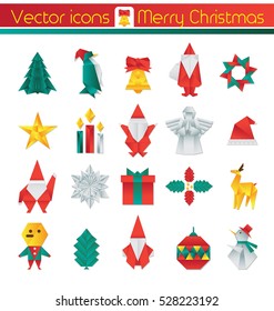 Origami Christmas day, Vector icons, Vector info-graphic elements.