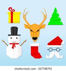Origami christmas icon