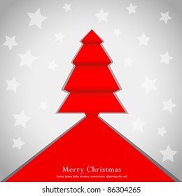 Origami Christmas tree made from paper. Vector illustration.