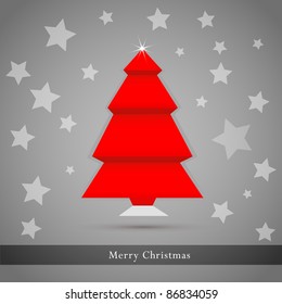 Origami Christmas tree made from paper. Vector illustration.