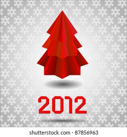 Origami Christmas tree made from paper. Vector illustration