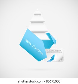 Origami Christmas tree and speech bubble