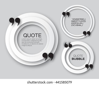 Origami Circle Quote bubble. Applique Empty Citation text box template. Paper cut Quote blank. Vector design illustration. 