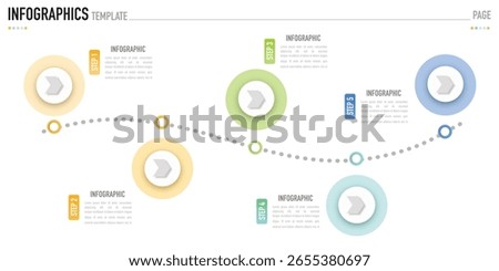 Origami circular infographic template or element with 5 step, process, option, colorful circle, paper cut origami, icons, gradient color, column, funnel for sale slide, minimal modern simple style