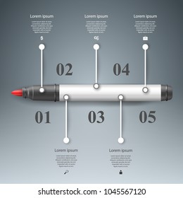 Origami color style marker 3d infographics
