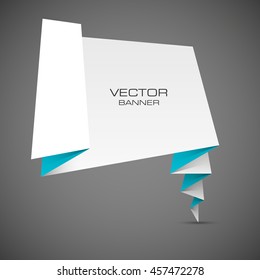 Origami colorful banner. Label to place text. Crumpled paper icon. Folded zigzag tag. Banners set. Text Index picture. Abstract shape background. Form for presentation. Web tag format. Art pattern
