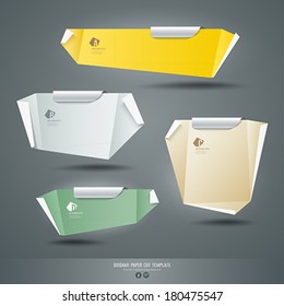 Origami colorful paper cuts background, vector illustration 