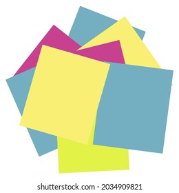 Papel colorido de origami. Pila de papel de color. Ilustración vectorial. Pila de Notepad. Papel de vista superior.