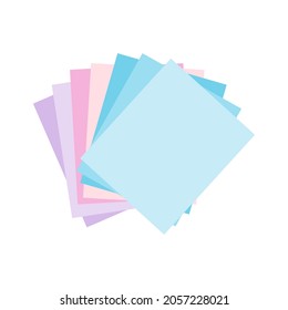 Origami colorful paper. Stack of colored paper. Vector illustration. Stack of Notepad. Top view paper.