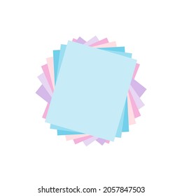 Origami colorful paper. Stack of colored paper. Vector illustration. Stack of Notepad. Top view paper.