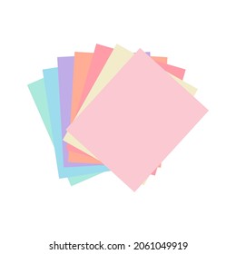 Papel colorido de origami. Pila de papel de color. Ilustración vectorial. Pila de Notepad. Papel de vista superior.