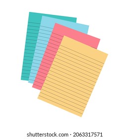 Origami colorful paper. Stack of colored paper picture. Vector illustration. Stack of Notepad. Top view paper.