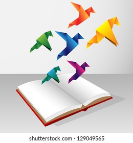 origami coming out of book