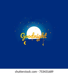 Origami concept goodnight for posters, postcards, banners