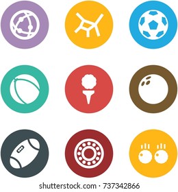 Origami corner style icon set - network, soccer, ball, golf, bowling, sport, bearing, meatball